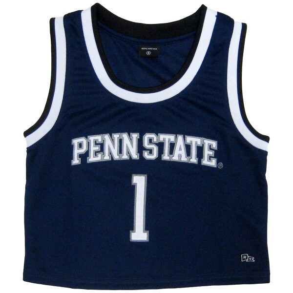 women's navy cropped basketball jersey with Penn State and #1